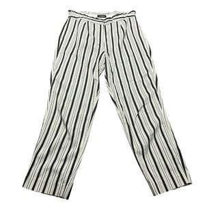 Paper bag Ankle Wide Leg Striped Womens Pants Size 12 Express Flowy Lightweight